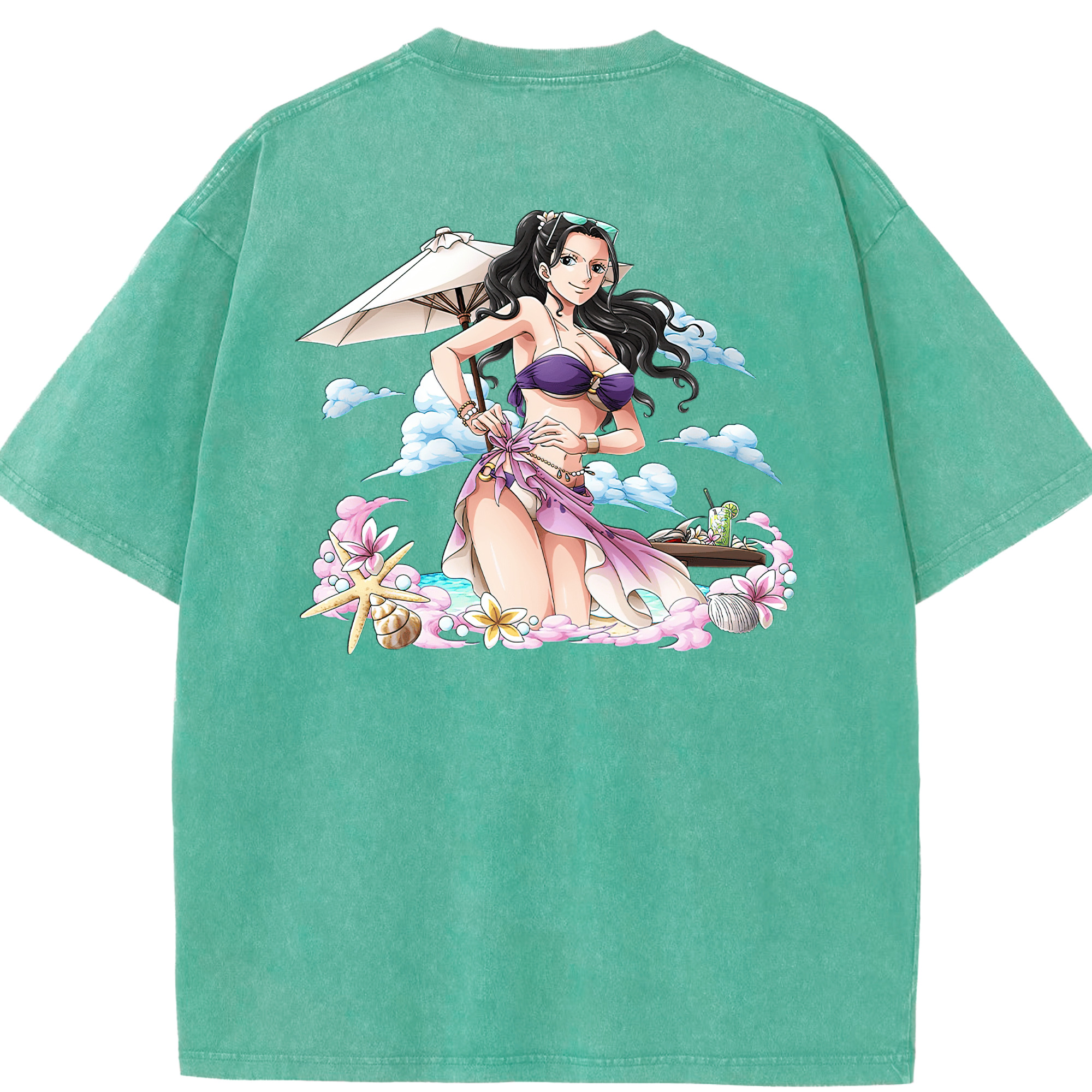 ワンピース ニコ・ロビン ONE PIECE Nico Robin 綿100% ヴィンテージ風 半袖Tシャツ（背面プリント）